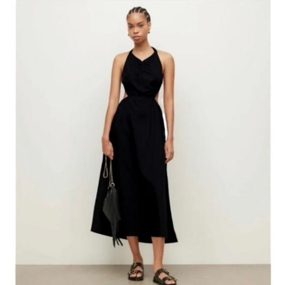 All saints Dresses & Skirts - ALL SAINTS NWT Black Ludo Open Back MIDI Linen Blend Dress Size 12